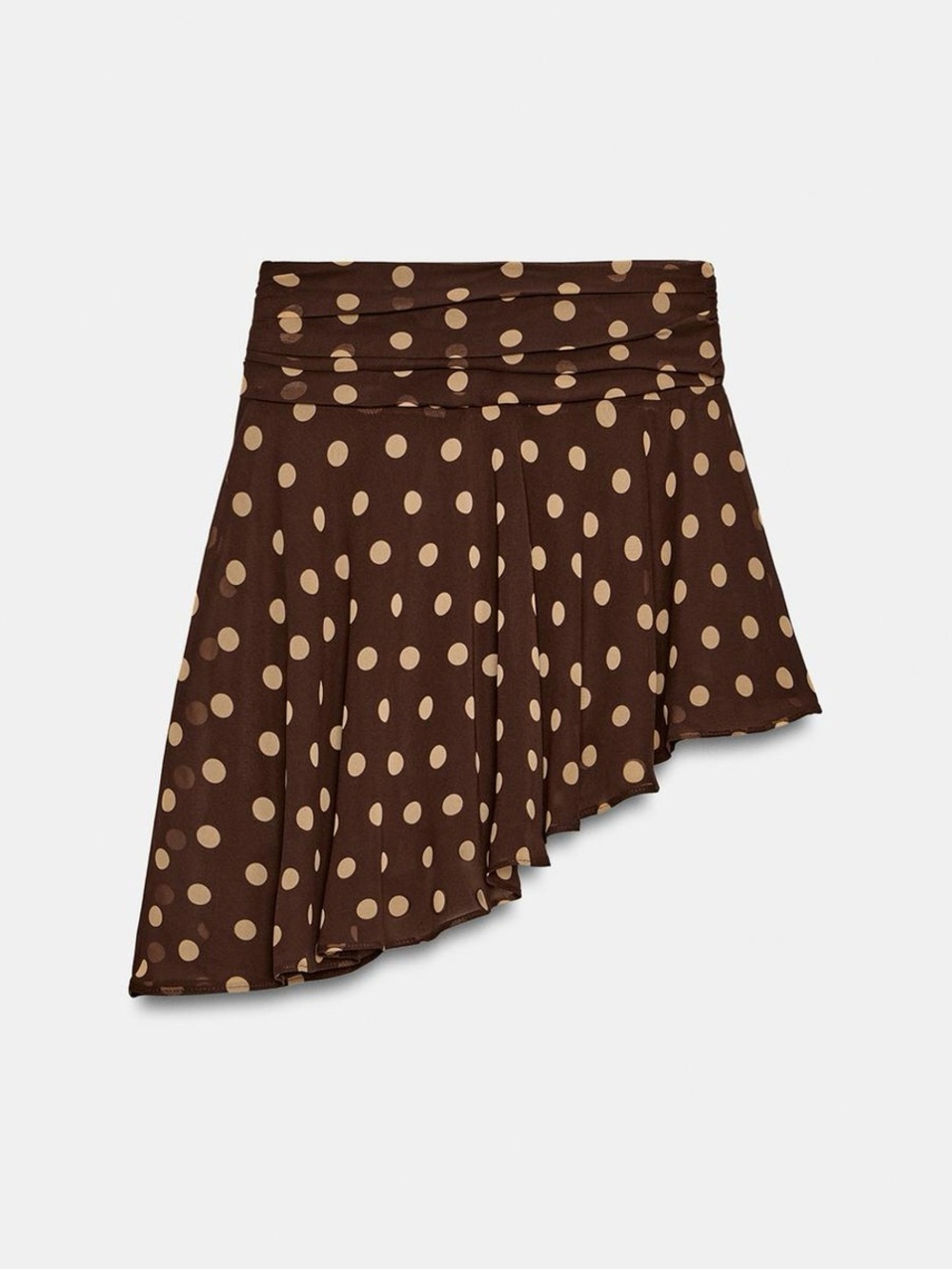 NWT Zara Asymmetric Polka Dot Skirt Brown Ecru L